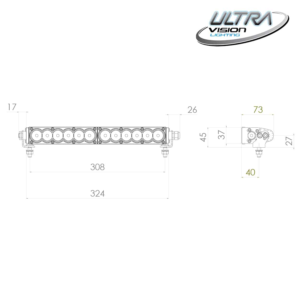 Raptor 60 LED 14.5″ Light Bar Number Plate Kit