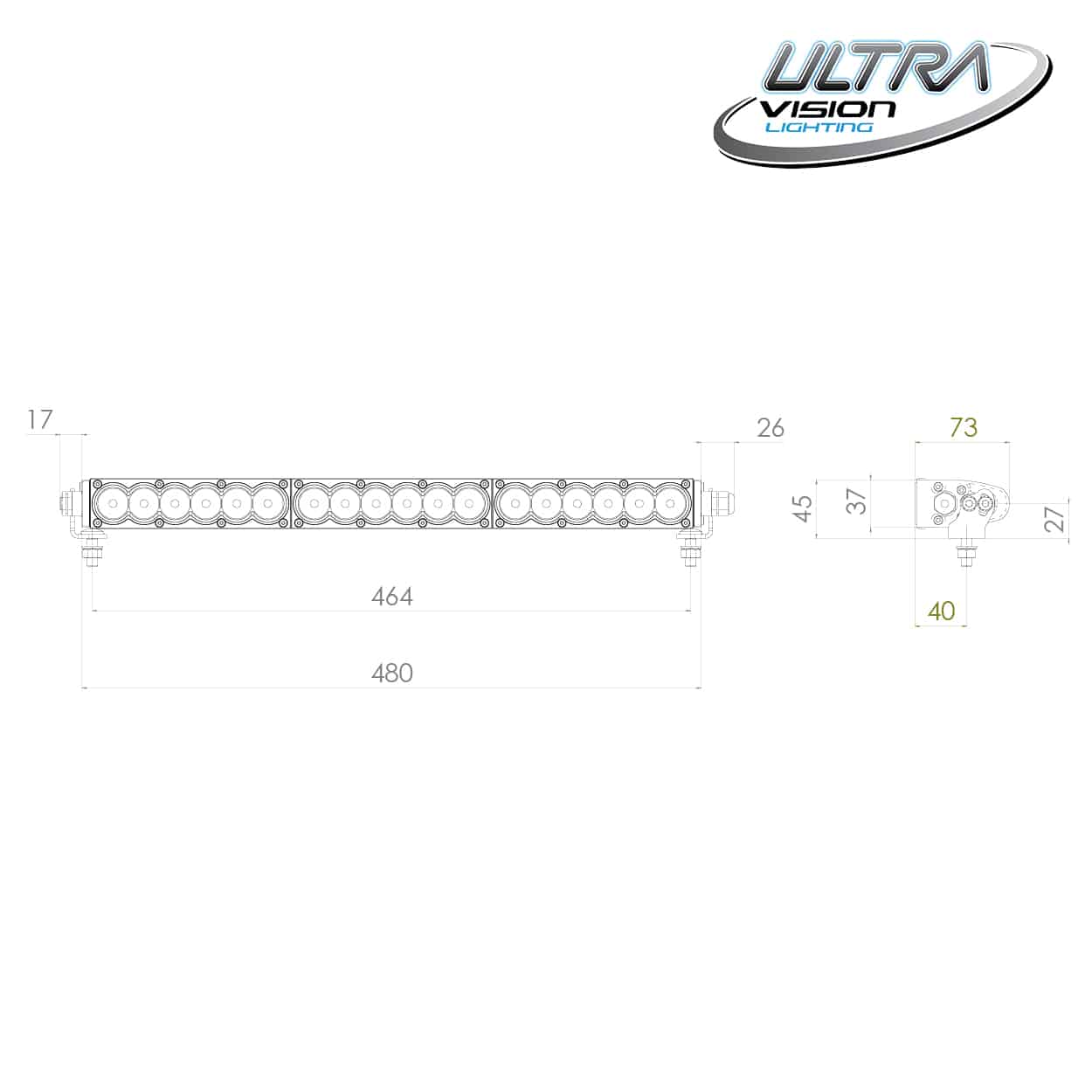 Raptor 90 LED 20.5″ Light Bar Number Plate Kit